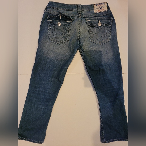 True Religion Capri Jeans Pants Size 27 Blue - Picture 1 of 5